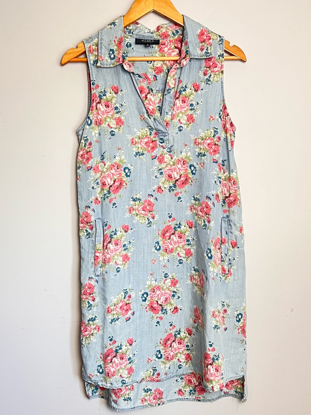 Allen B. by Allen Schwartz Light Blue Floral Cottagecore Sleeveless Tunic Dress
